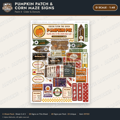 Alpine Railworks 31173O O Scale Farm Signs - Pumpkin Patch & Corn Maze