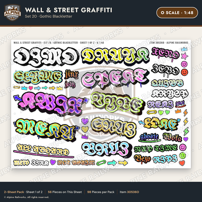 Alpine Railworks 30536O O Scale Wall & Street Graffiti Cut-Outs