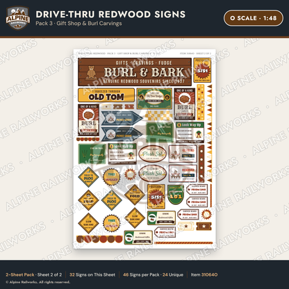 Alpine Railworks 31064O O Scale Roadside Signs - Drive-Thru Tree