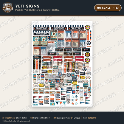 Alpine Railworks 30169HO HO Scale Yeti Signs - Yeti Outfitters