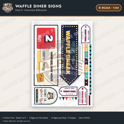 Alpine Railworks 31210G G Scale Waffle Diner Signs - Billboards