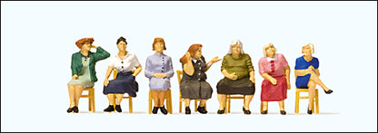 Preiser 10580 HO Scale Pedestrians -- Waiting Women Sitting on Chairs pkg(7)