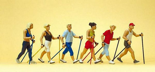 Preiser 10575 HO Scale Sports & Recreation -- Nordic Walkers pkg(6)