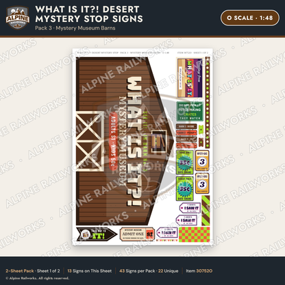 Alpine Railworks 30752O O Scale Roadside Signs - Desert Mystery Stop