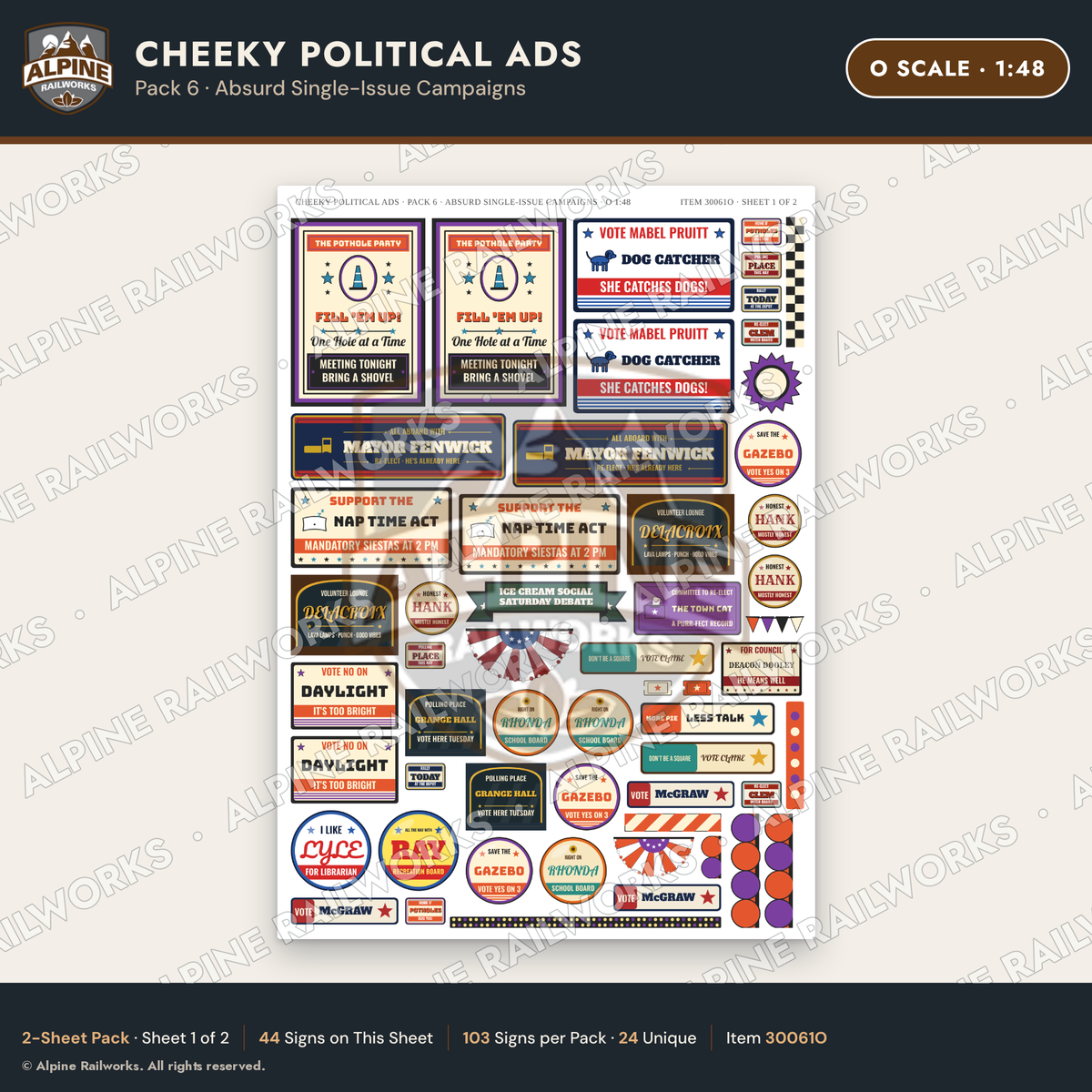 Alpine Railworks 30061O O Scale Cheeky Political Ads