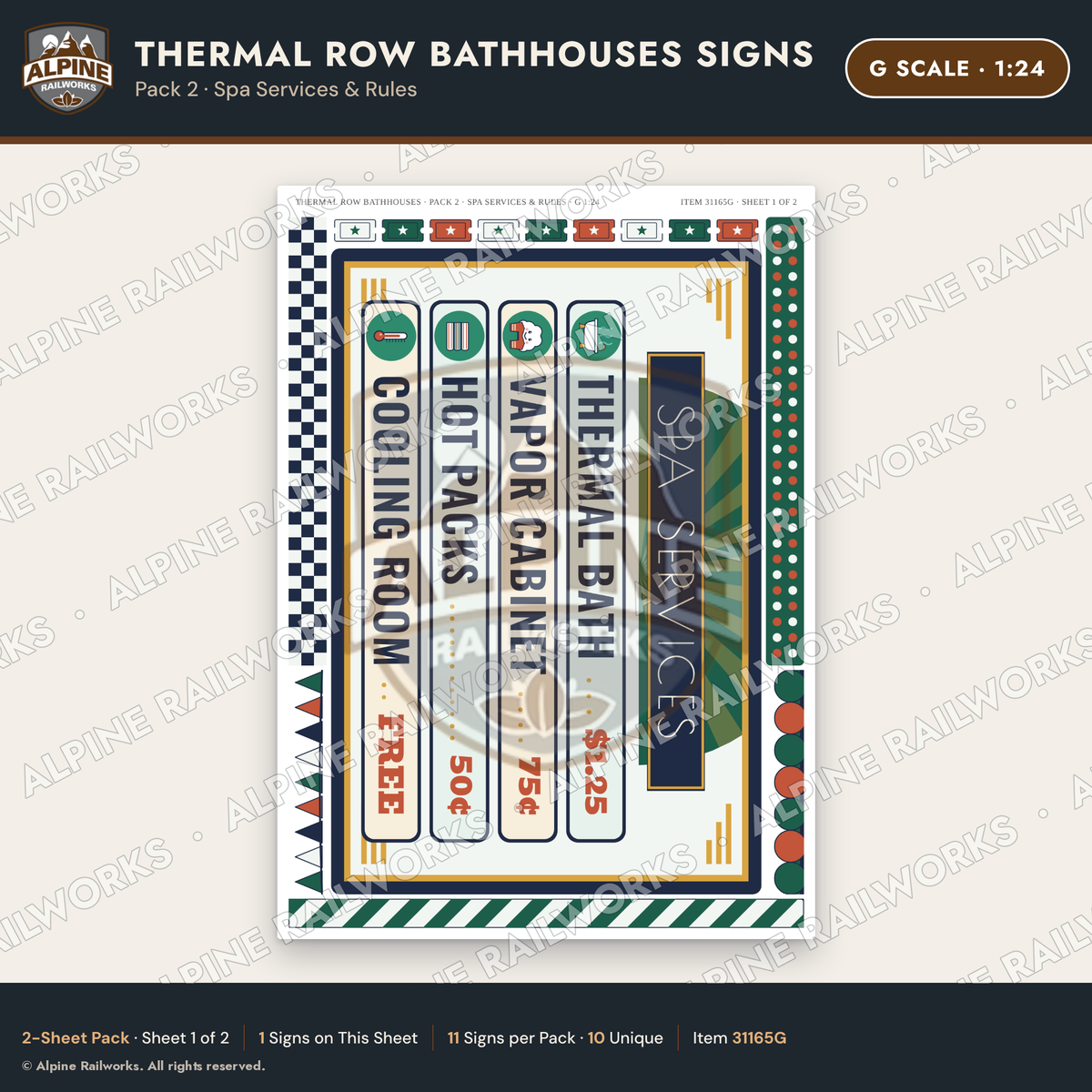 Alpine Railworks 31165G G Scale Roadside Signs - Hot Springs