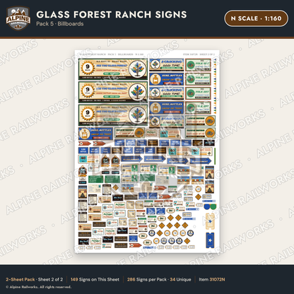Alpine Railworks 31072N N Scale Roadside Signs - Bottle Tree Ranch