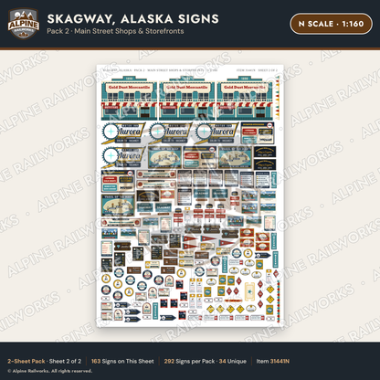 Alpine Railworks 31441N N Scale Skagway AK Signs - Main Street Shops