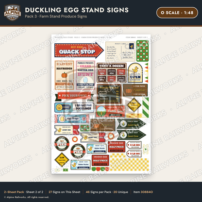 Alpine Railworks 30884O O Scale Roadside Signs - Giant Duck Farm Stand