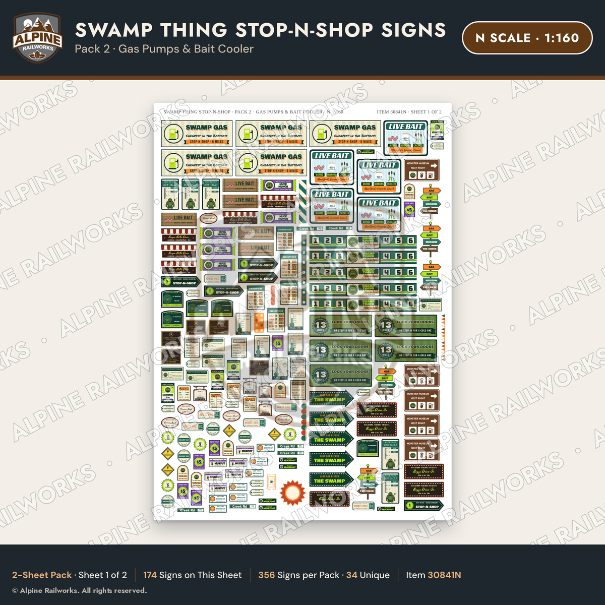 Alpine Railworks 30841N N Scale Roadside Signs - Swamp Monster Store