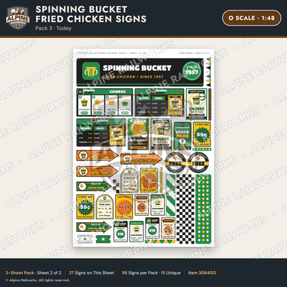 Alpine Railworks 30640O O Scale Fast Food Signs - Fried Chicken