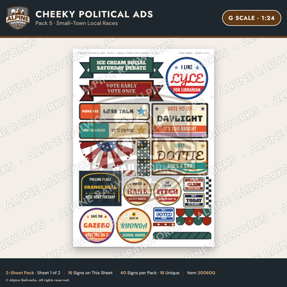 Alpine Railworks 30060G G Scale Cheeky Political Ads