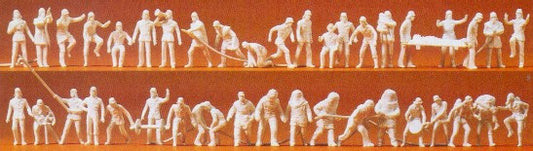 Preiser 16329 HO Unpainted Firemen w/Accessories (42) (Kit)