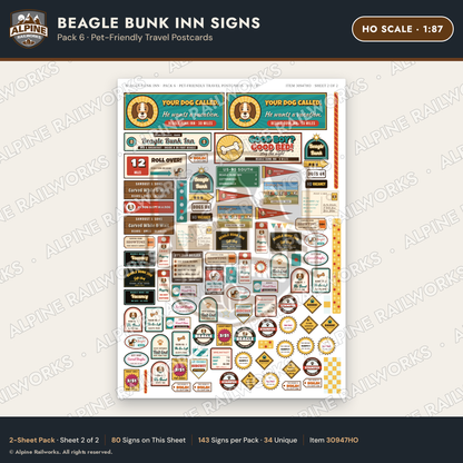 Alpine Railworks 30947HO HO Scale Roadside Signs - Dog-Shaped Inn