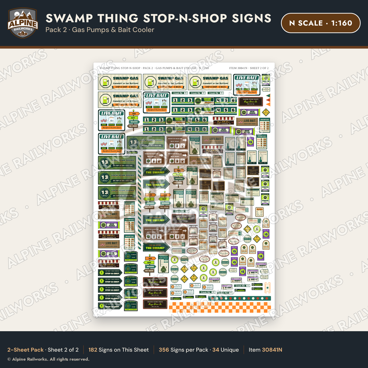 Alpine Railworks 30841N N Scale Roadside Signs - Swamp Monster Store