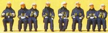 Preiser 10483 HO Scale Emergency Firefighters - Unpainted Set Driver & Crew (8)