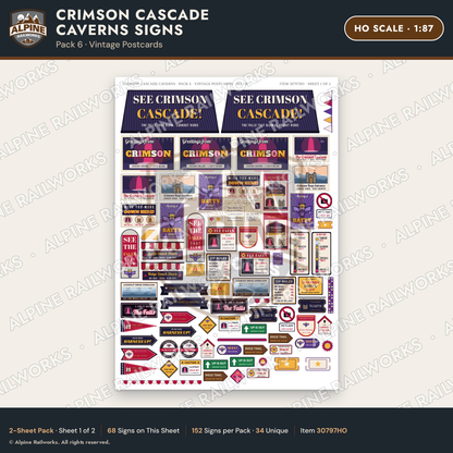 Alpine Railworks 30797HO HO Scale Roadside Attraction Signs - Caverns