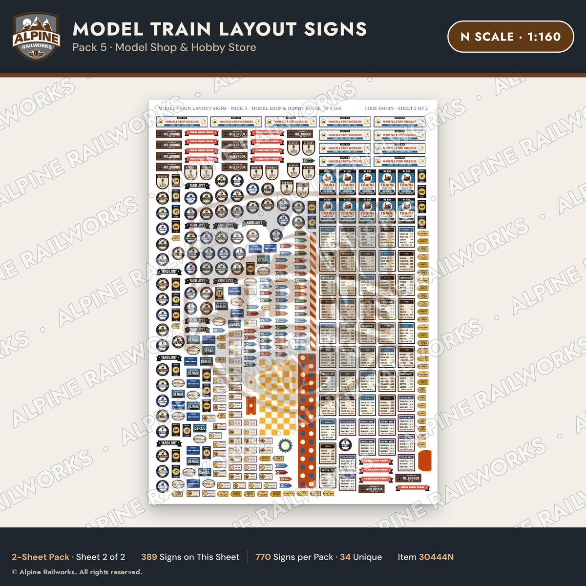 Alpine Railworks 30444N N Scale Model Train Layout Signs - Model Shop