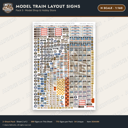 Alpine Railworks 30444N N Scale Model Train Layout Signs - Model Shop