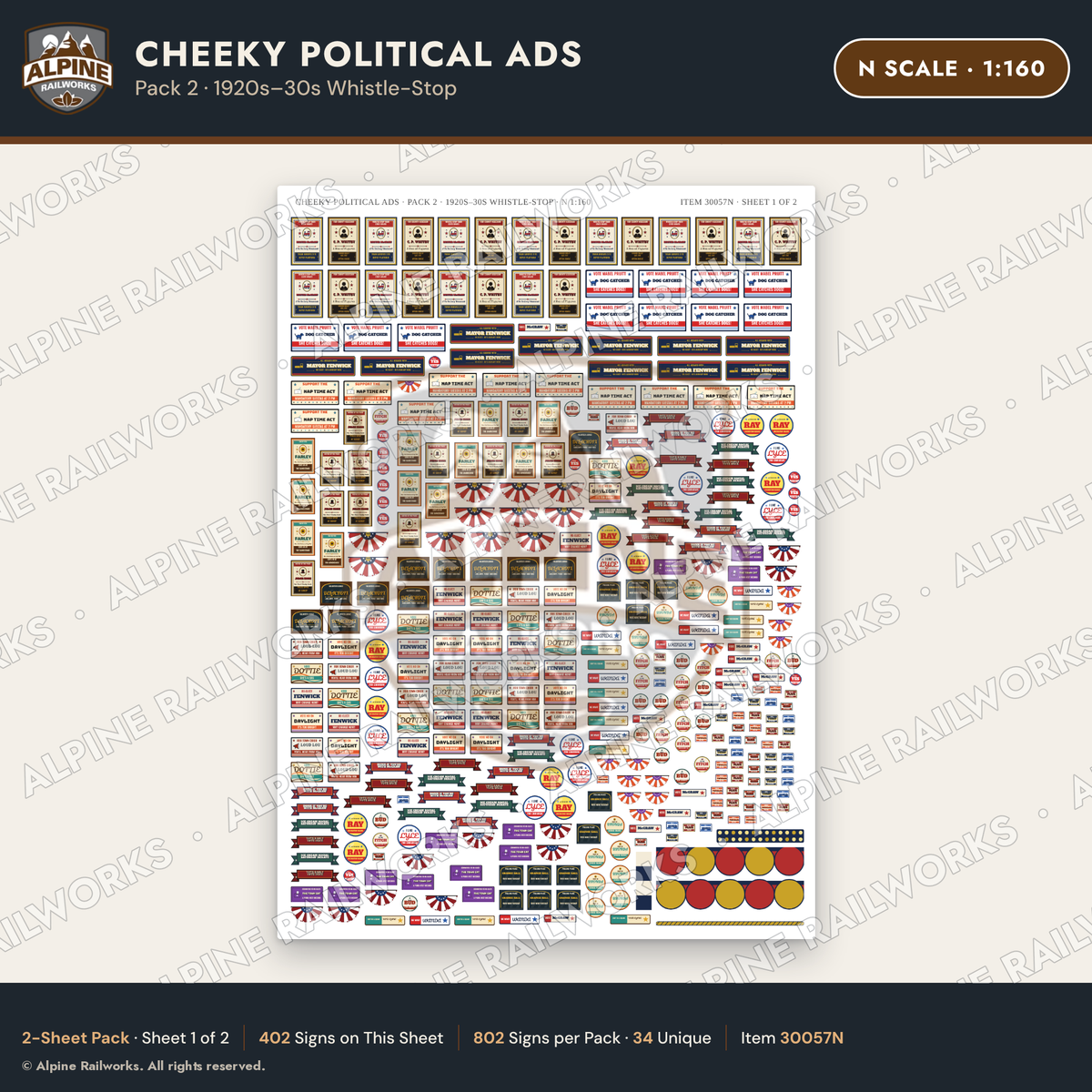 Alpine Railworks 30057N N Scale Cheeky Political Ads