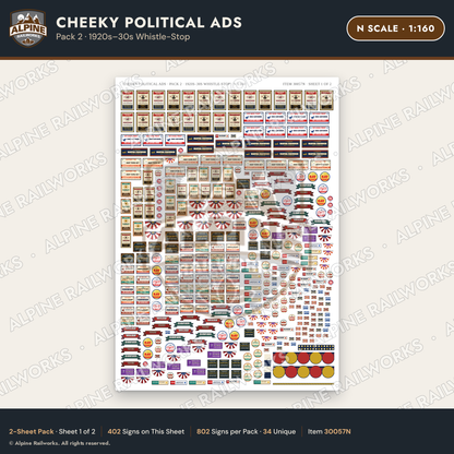 Alpine Railworks 30057N N Scale Cheeky Political Ads