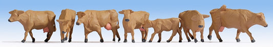 Noch 15727 HO Scale Cows -- Brown pkg(7)