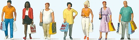 Preiser 10737 HO Scale Shopping -- pkg(7)