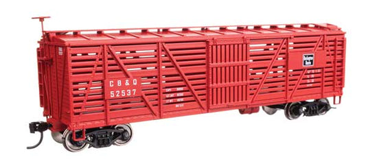 Walthers Mainline 910-41452 HO Scale 40' Wood Stock Car RTR CB&Q #52537