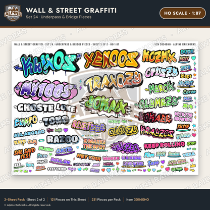 Alpine Railworks 30540HO HO Scale Wall & Street Graffiti Cut-Outs