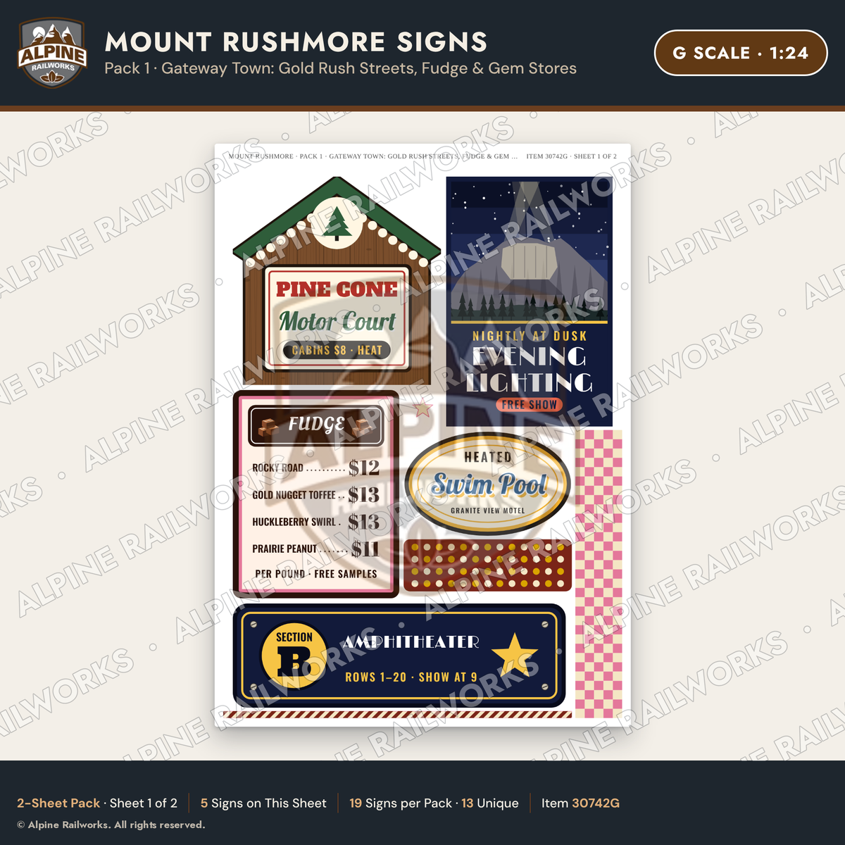 Alpine Railworks 30742G G Scale Tourist Signs - Mount Rushmore