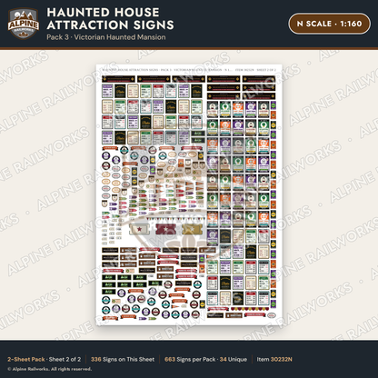 Alpine Railworks 30232N N Scale Haunted House Attraction Signs