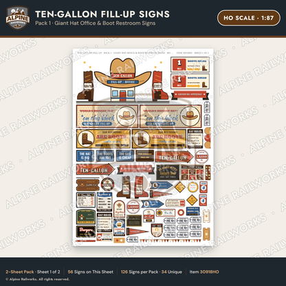 Alpine Railworks 30918HO HO Scale Roadside Signs - Cowboy Hat