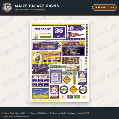 Alpine Railworks 30779O O Scale Roadside Signs - Corn Palace
