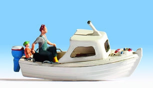 Noch 16822 HO Scale Fishing Boat w/Figures - Assembled