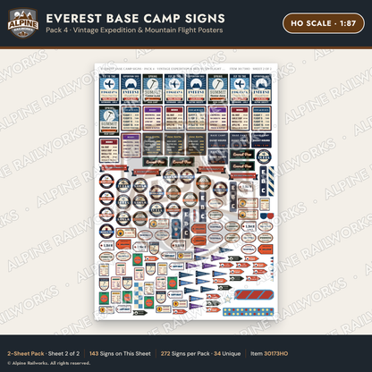 Alpine Railworks 30173HO HO Scale Everest Base Camp Signs - Expedition