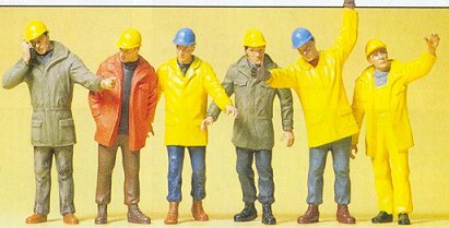 Preiser 68214 1/50 Scale Figures -- Modern Workmen w/Outdoor Clothing pkg(6)