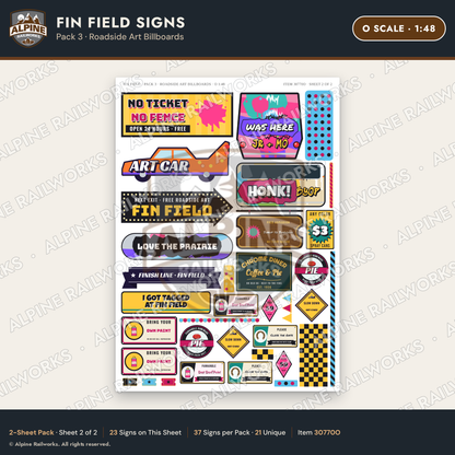 Alpine Railworks 30770O O Scale Roadside Signs - Buried Car Art