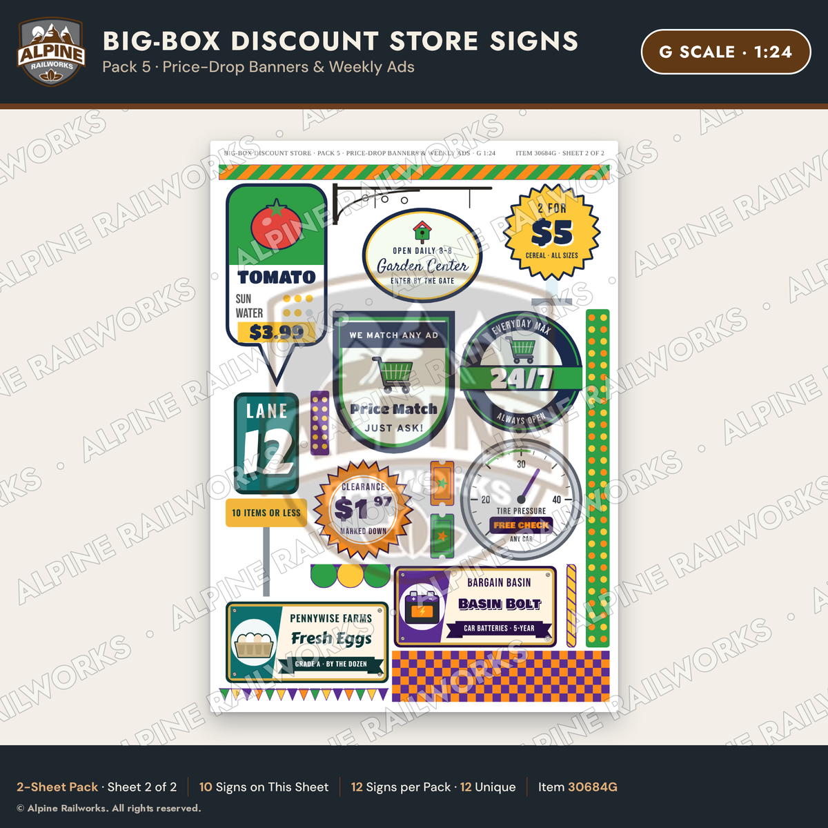 Alpine Railworks 30684G G Scale Big-Box Discount Store Signs