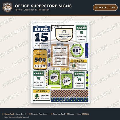 Alpine Railworks 30673G G Scale Office Superstore Signs - Clearance