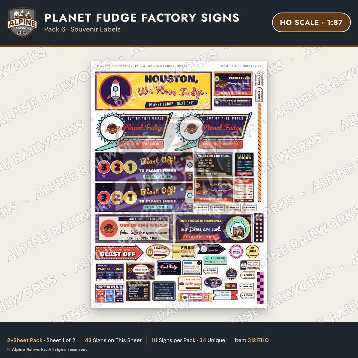 Alpine Railworks 31217HO HO Scale Fudge Factory Signs - Souvenirs