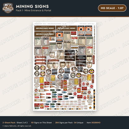 Alpine Railworks 30266HO HO Scale Mining Signs - Mine Entrance