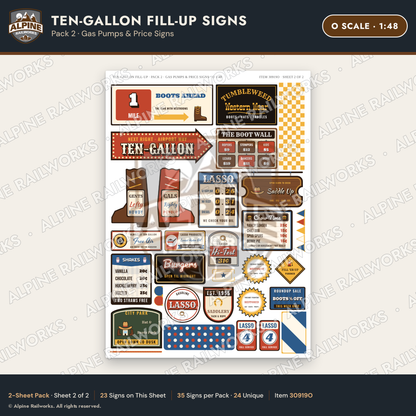 Alpine Railworks 30919O O Scale Roadside Attraction Signs - Cowboy Hat
