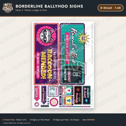 Alpine Railworks 30544O O Scale Roadside Signs - Border Tourist Stop