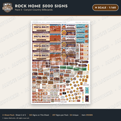 Alpine Railworks 31036N N Scale Roadside Signs - Cliff Rock House