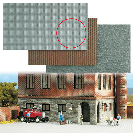 Busch 7401 A Scale Self-Adhesive Textured Wall/Pavement Sheet -- Gray Sidewalk - 9-13/16 x 5-1/2 x .05"  25 x 14 x .12cm