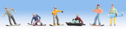Noch 15826 HO Scale Recreation & Sports -- Snowboarders pkg(6)