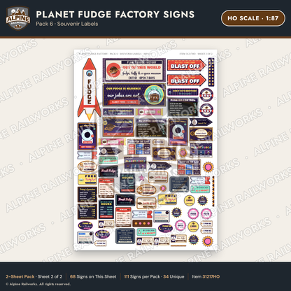 Alpine Railworks 31217HO HO Scale Fudge Factory Signs - Souvenirs