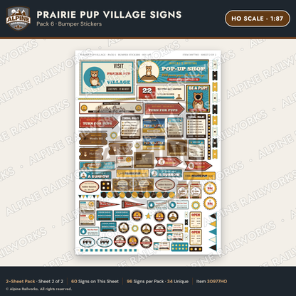 Alpine Railworks 30977HO HO Scale Roadside Signs - Prairie Dog Town