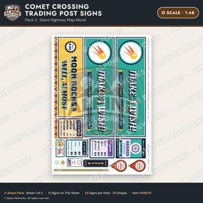 Alpine Railworks 30567O O Scale Roadside Signs - Meteor Trading Post