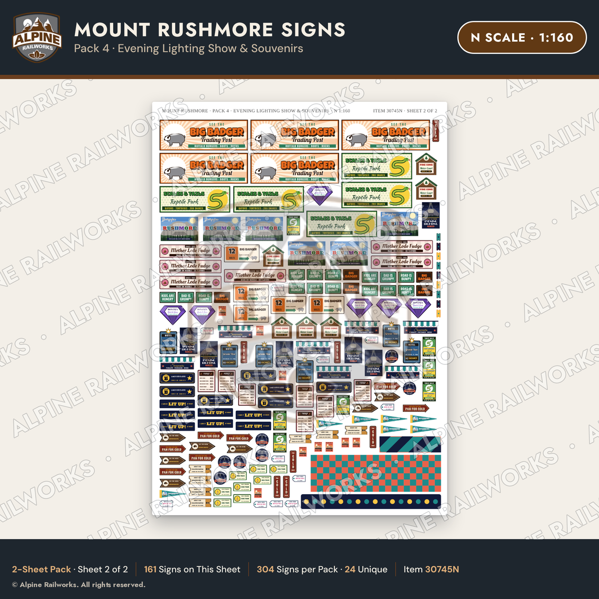 Alpine Railworks 30745N N Scale Tourist Signs - Mount Rushmore